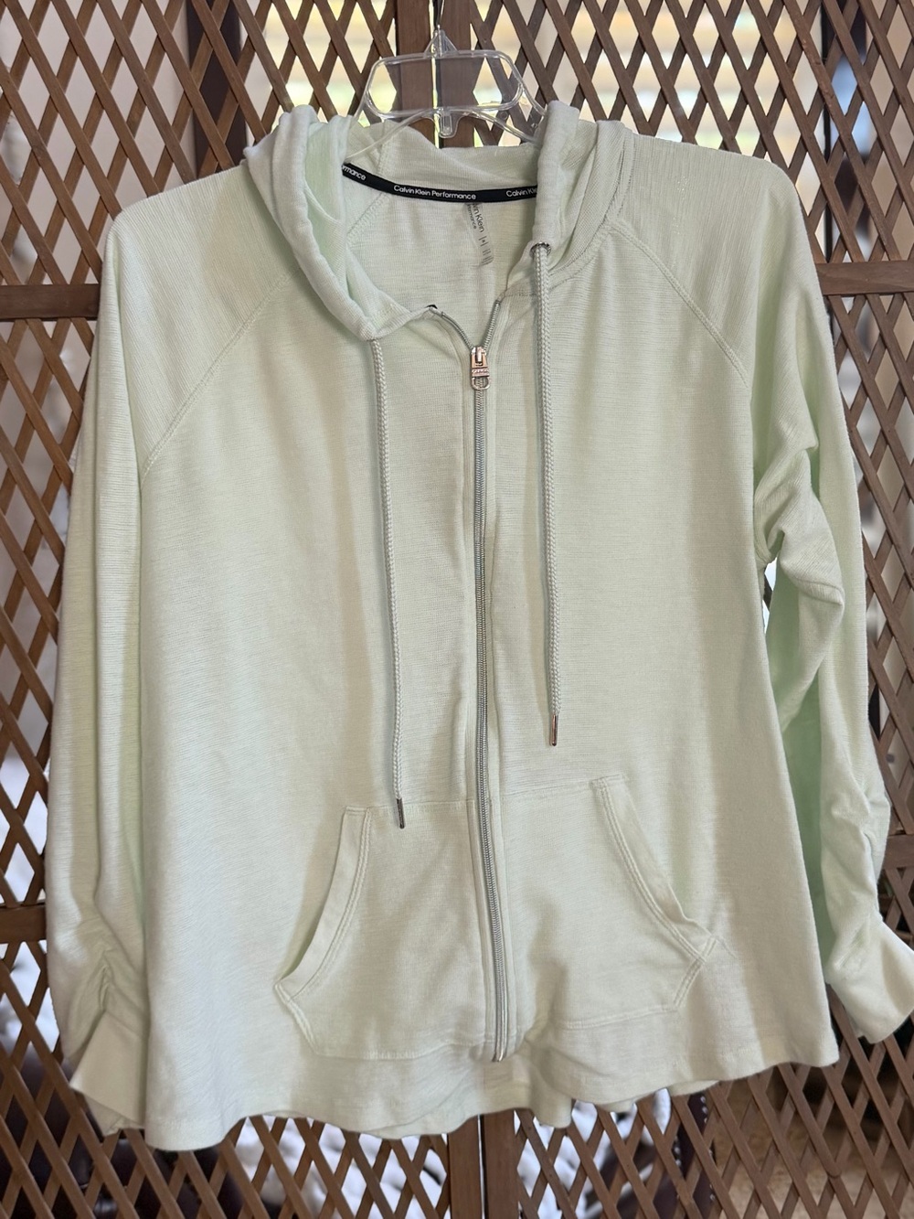 Calvin Klein Mint Green Lightweight Waffle Zip Up Hoodie